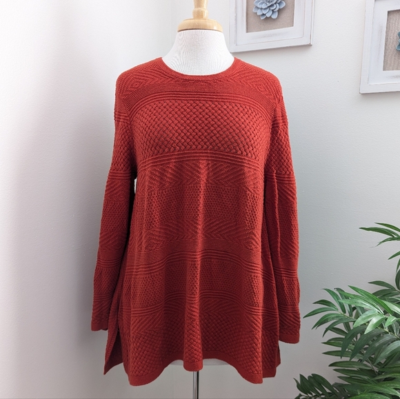 Eight Eight Eight Oversized Crochet Knit Sweater Burnt Orange XL - Picture 1 of 9